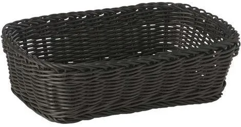 Cesta para pan, rectangular, trenzado de plástico negro, 31x21xH9 cm